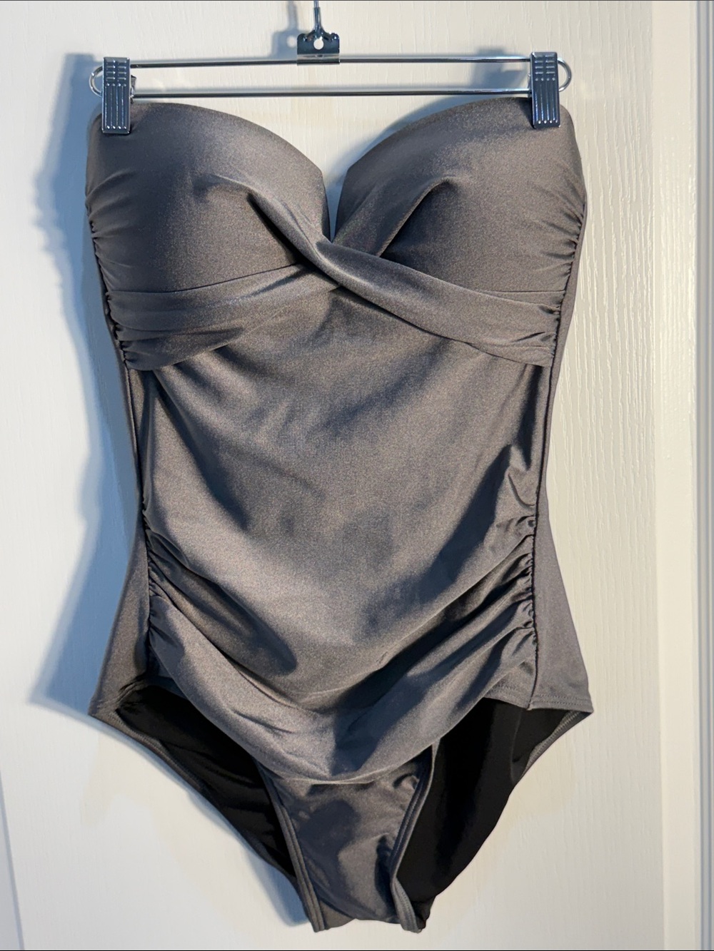 Calvin Klein Dark Gray One-Piece Swimsuit NWT Size 10 Missing Straps